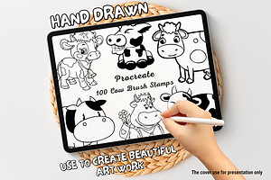 100 Cow Procreate Stamps