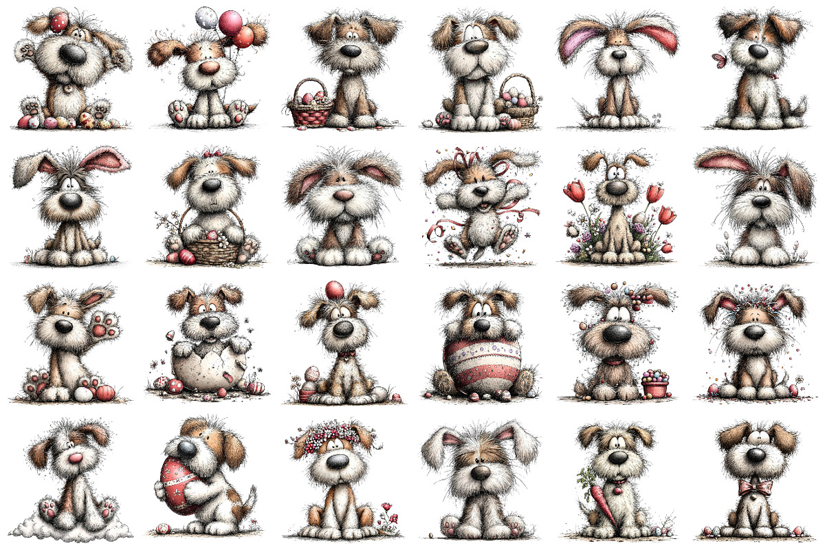 Whimsical Easter Dogs Clipart, an Illustration by designcity5 (Photo 2 of 5)
