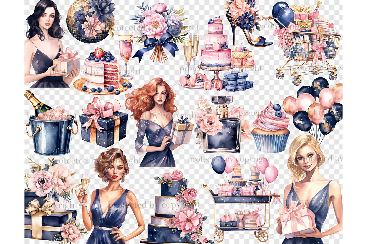Happy Birthday Clipart PNG, a Person Illustration by GlamArtZhanna (Photo 4 of 5)