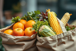 eco bags with  vegetables, a Food & Drink Photo by Bunny's Little Shop
