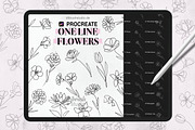 Procreate One Line Flowers, a Brush Add-On by DiBrush Studio (Thumbnail 1 of 4)