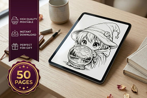 Cute Wizard Coloring Book Pages vol1, a Seasonal Illustration by ikarifq shop