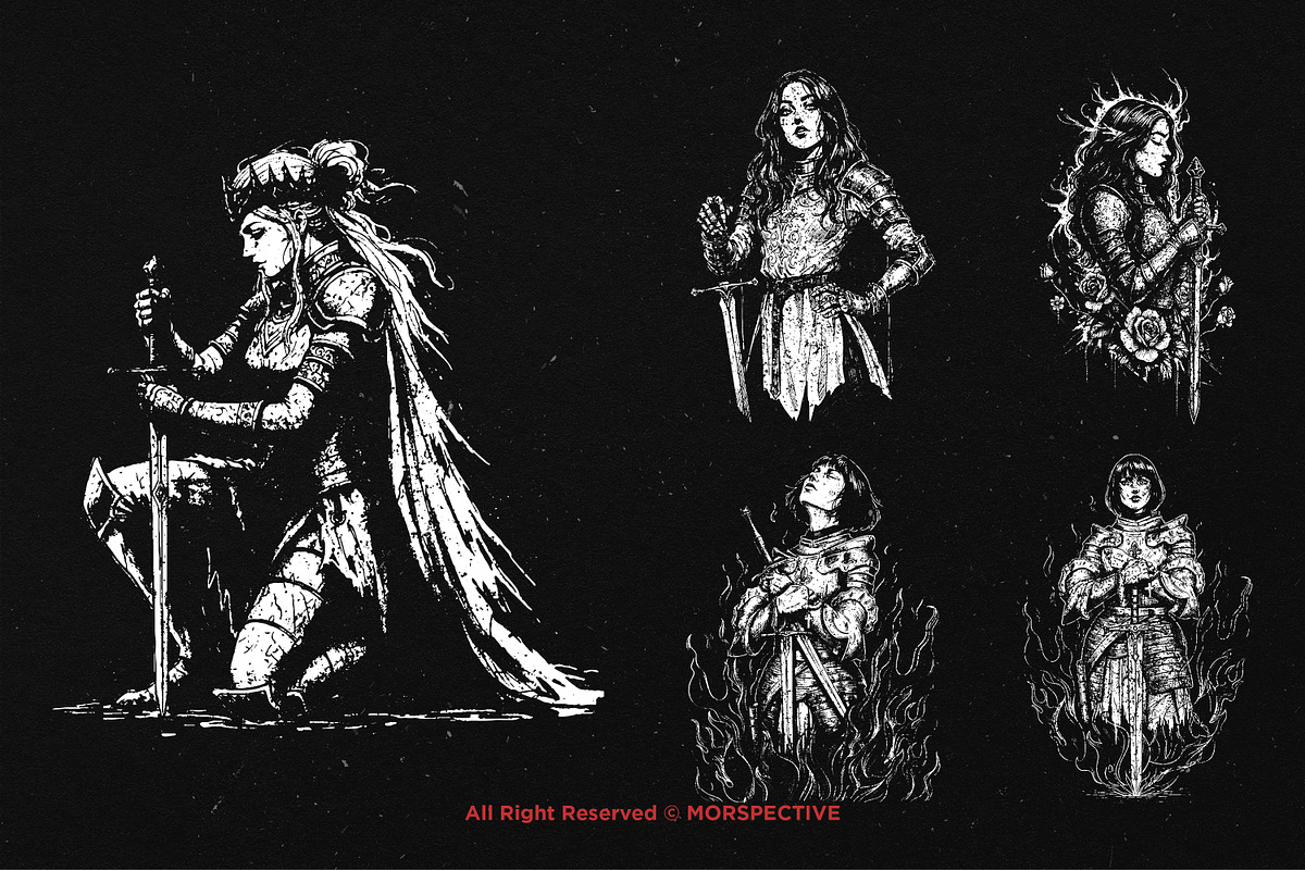 10 Bundle Dark Art Women Soldier, an Illustration by Morspective (Photo 3 of 7)