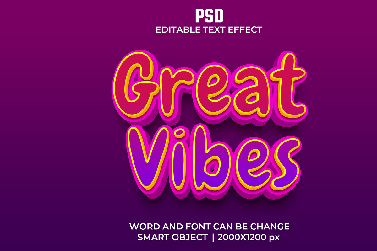 Great vibes 3d Psd Text Effect, a Layer Style Add-On by bdrobin (Photo 2 of 2)