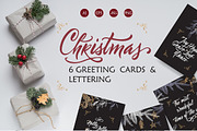 6 Christmas cards and lettering, a Card Template by Quetzal Art (Thumbnail 1 of 8)