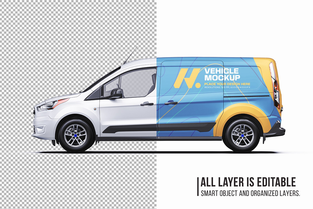 LWB Compact Cargo Van Mockup Set, a Product Mockup by Halal Graphic Studio (Photo 5 of 14)