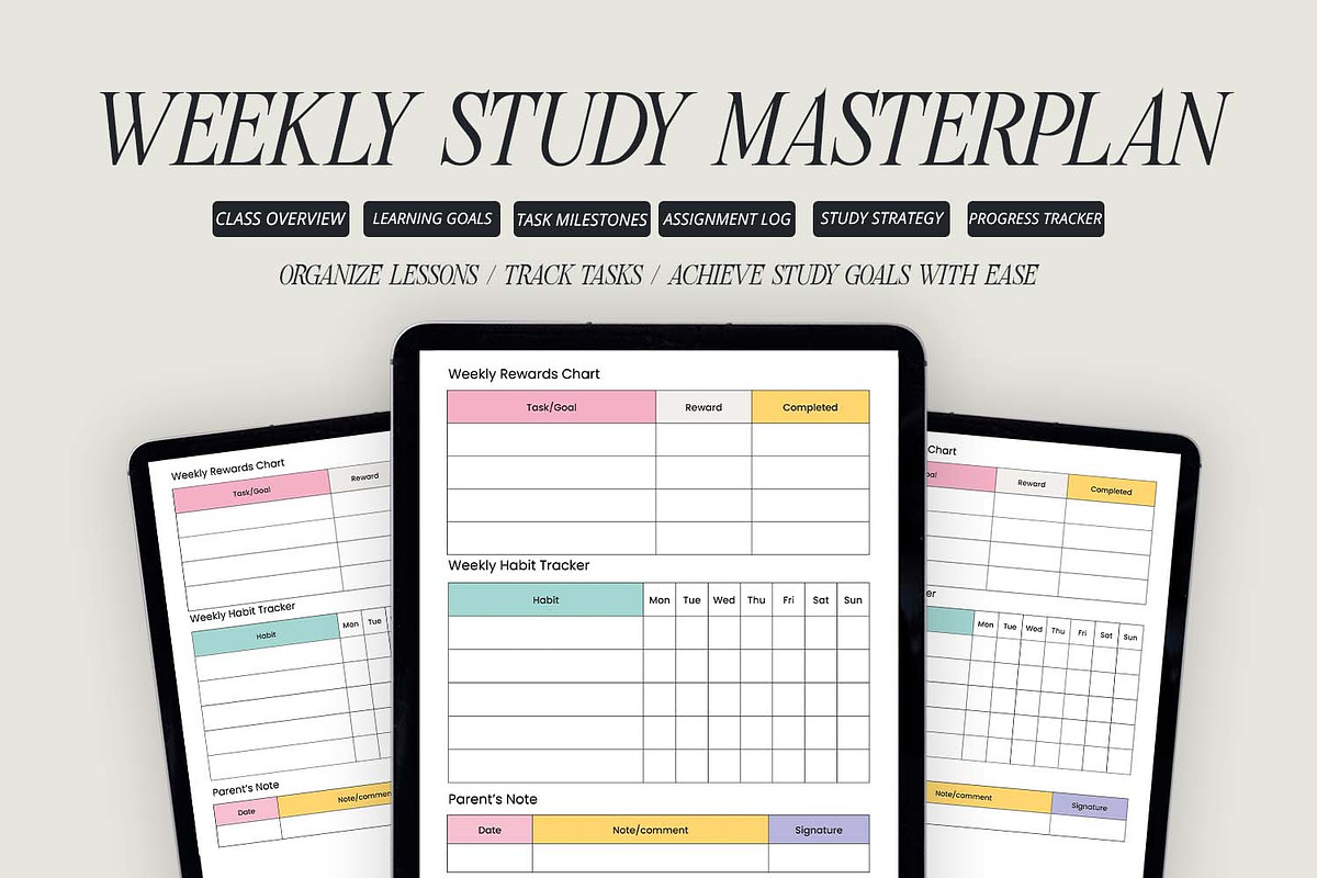 Weekly Study Planner, a Presentation Template by Ahluva Studio (Photo 4 of 9)
