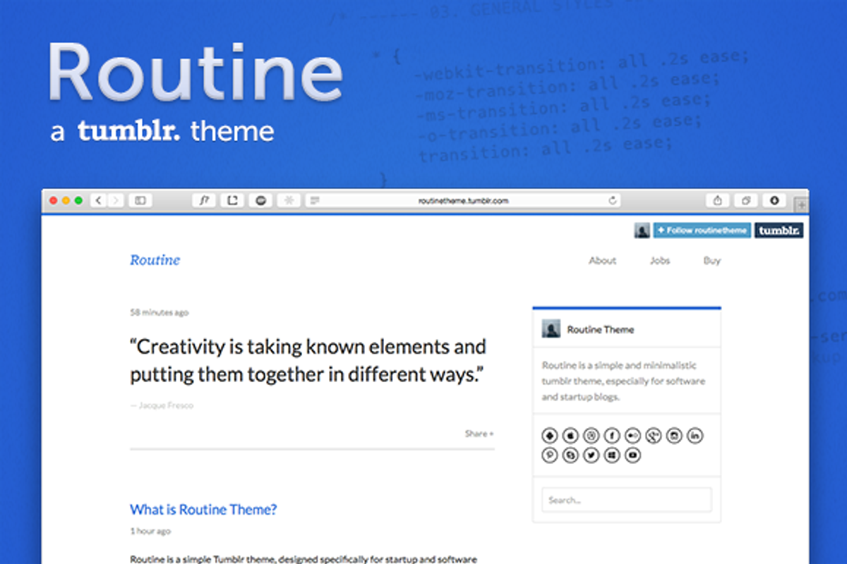 Routine ~ a solid tumblr theme, a Websites & App Template by Fabian Schultz (Photo 1 of 5)