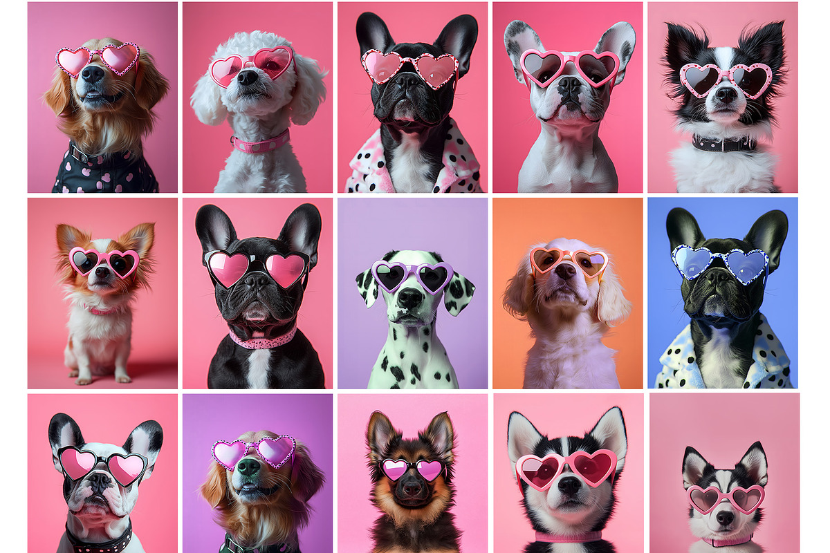 Funky Dogs in Sunglasses Poster Pack, an Illustration by HabitusDesigns (Photo 9 of 9)
