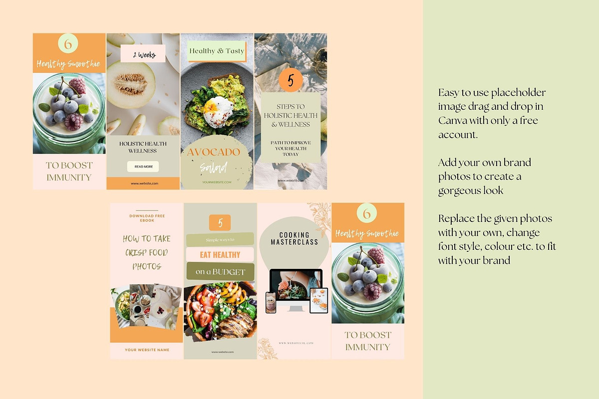 Pinterest Food Template Canva, a Social Media Template by Deepa Template Studio (Photo 10 of 10)