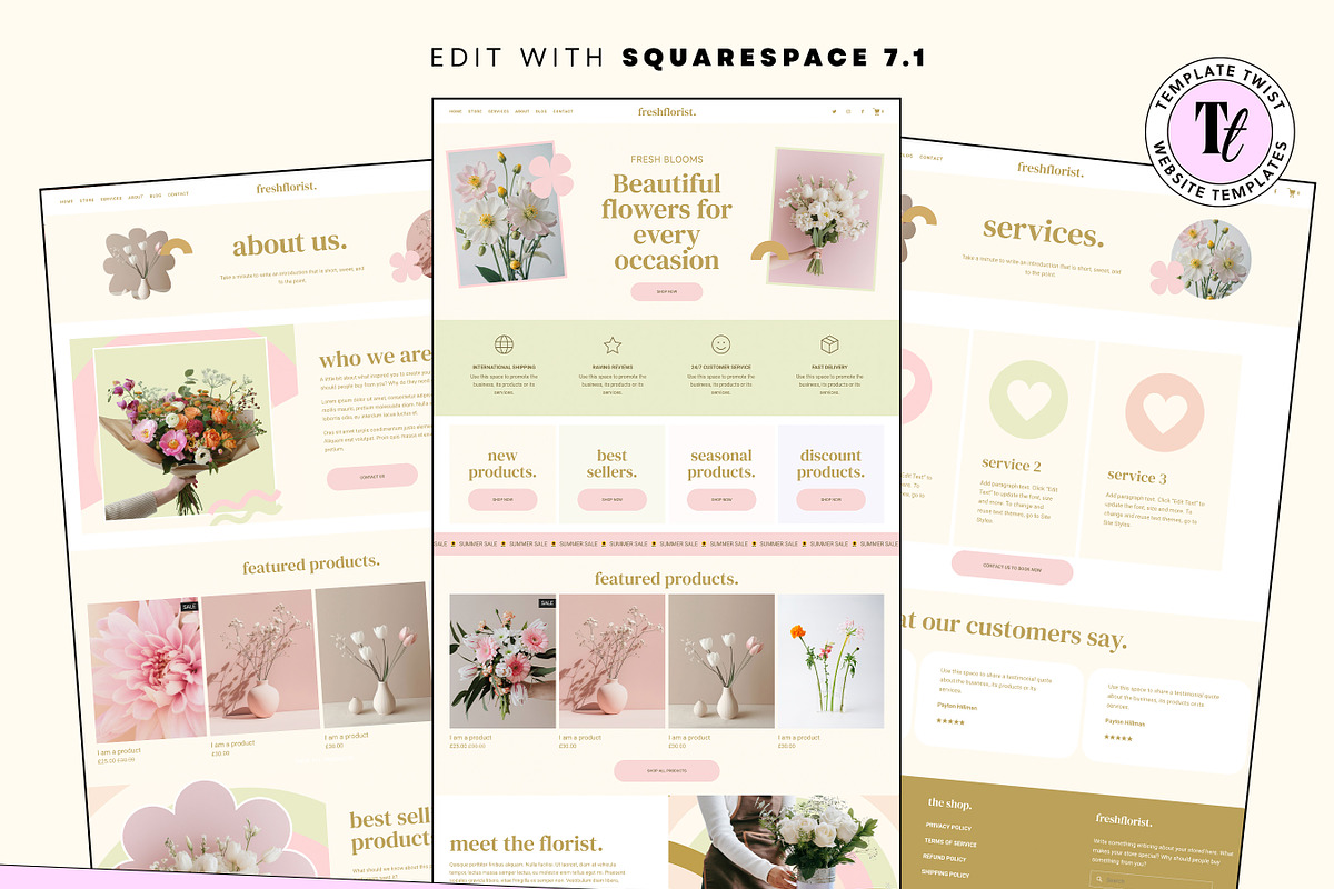 Florist Flower Squarespace Website, a Squarespace Template by Template Twist Shop (Photo 2 of 10)