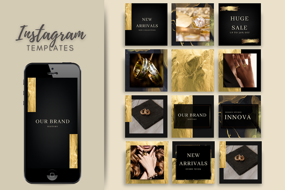 Black and Gold Instagram Template, a Social Media Template by Innova Studio