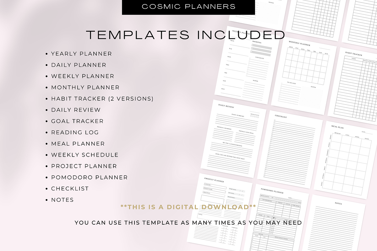 Productivity Planner Canva Templates, a Templates & Theme by Cosmic Design (Photo 4 of 7)