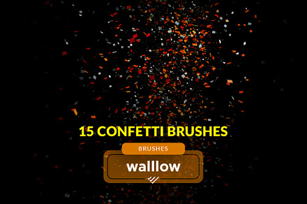 15 confetti photoshop brushes, a Brush Add-On by Walllow Creatives