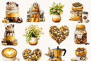 Watercolor Coffee Clipart Bundle, an Object Illustration by BusyDaydesign (Thumbnail 3 of 9)