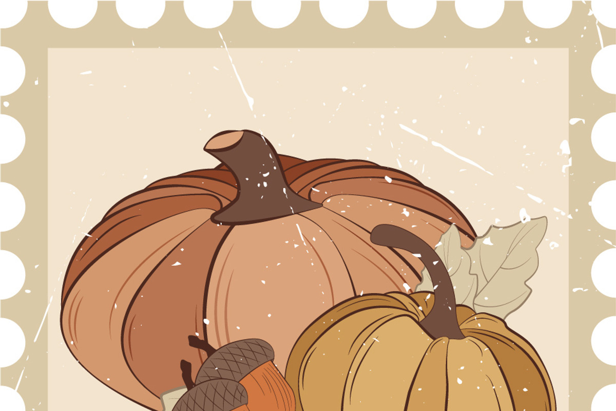 Vintage Autumn Postage Stamps, a Seasonal Illustration by JYa_Design (Photo 4 of 7)