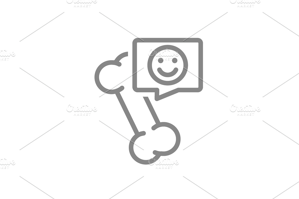 Human bone with happy face in speech, an Object Illustration by GraphiShop