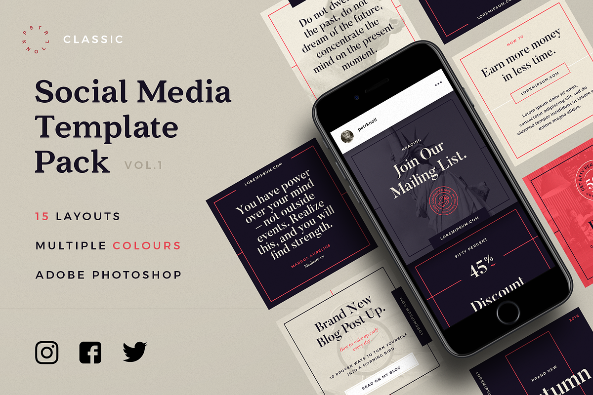 Classic Social Media Pack, a Social Media Template by Petr Knoll (Photo 1 of 5)