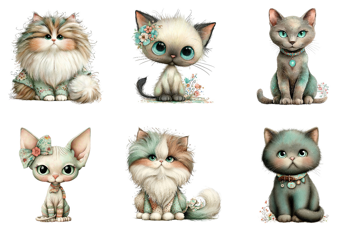 Cat Breeds Clipart Bundle, a Seasonal Illustration by CreationArt (Photo 2 of 5)