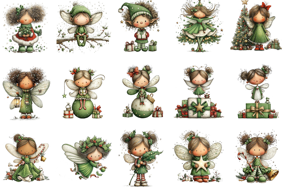 Christmas Whimsical Fairy Clipart, an Illustration by Designking (Photo 2 of 5)