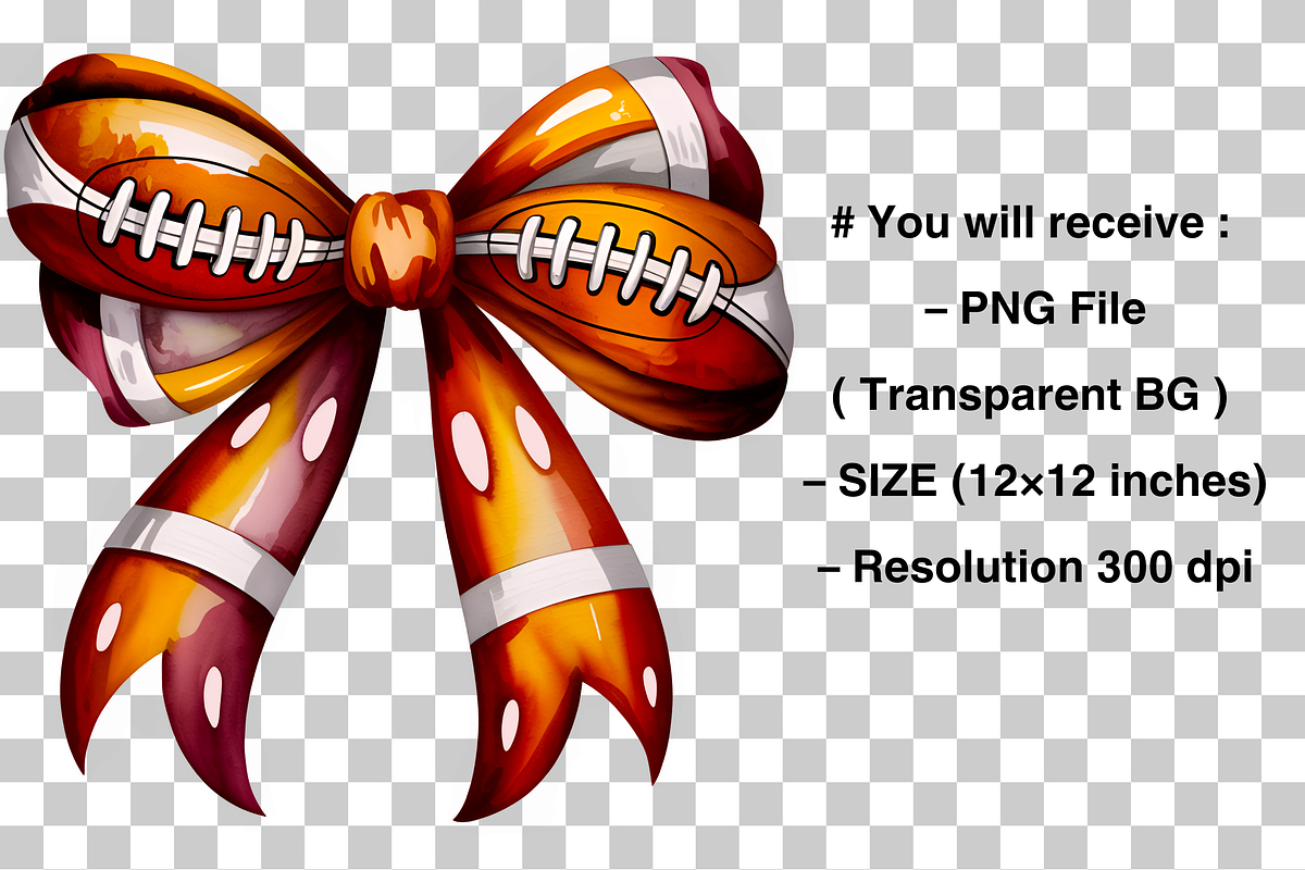 Retro Football Bow Png, a Graphic by Clipart Bloom (Photo 2 of 2)
