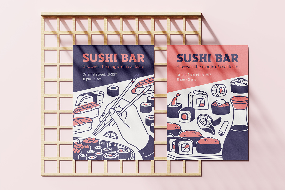 Sushi, Japan food posters, banners, a Background Graphic by Good Studio (Photo 5 of 6)