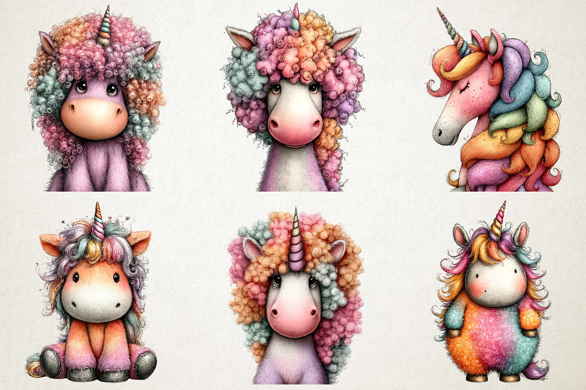 Fluffy Summer Unicorn Clipart, an Illustration by RobertsArt (Photo 3 of 5)