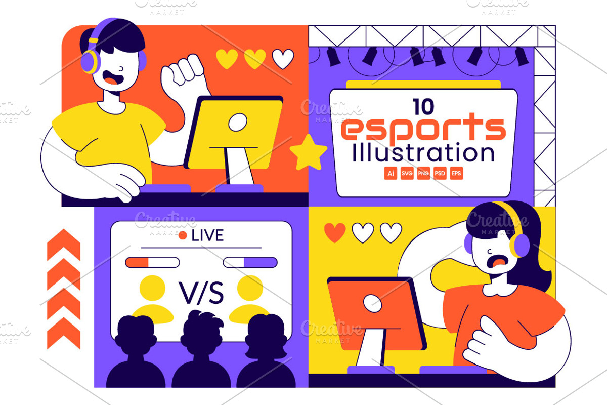 10 Online Gaming Esports Arena, a Sport Illustration by denayunebgt (Photo 1 of 4)