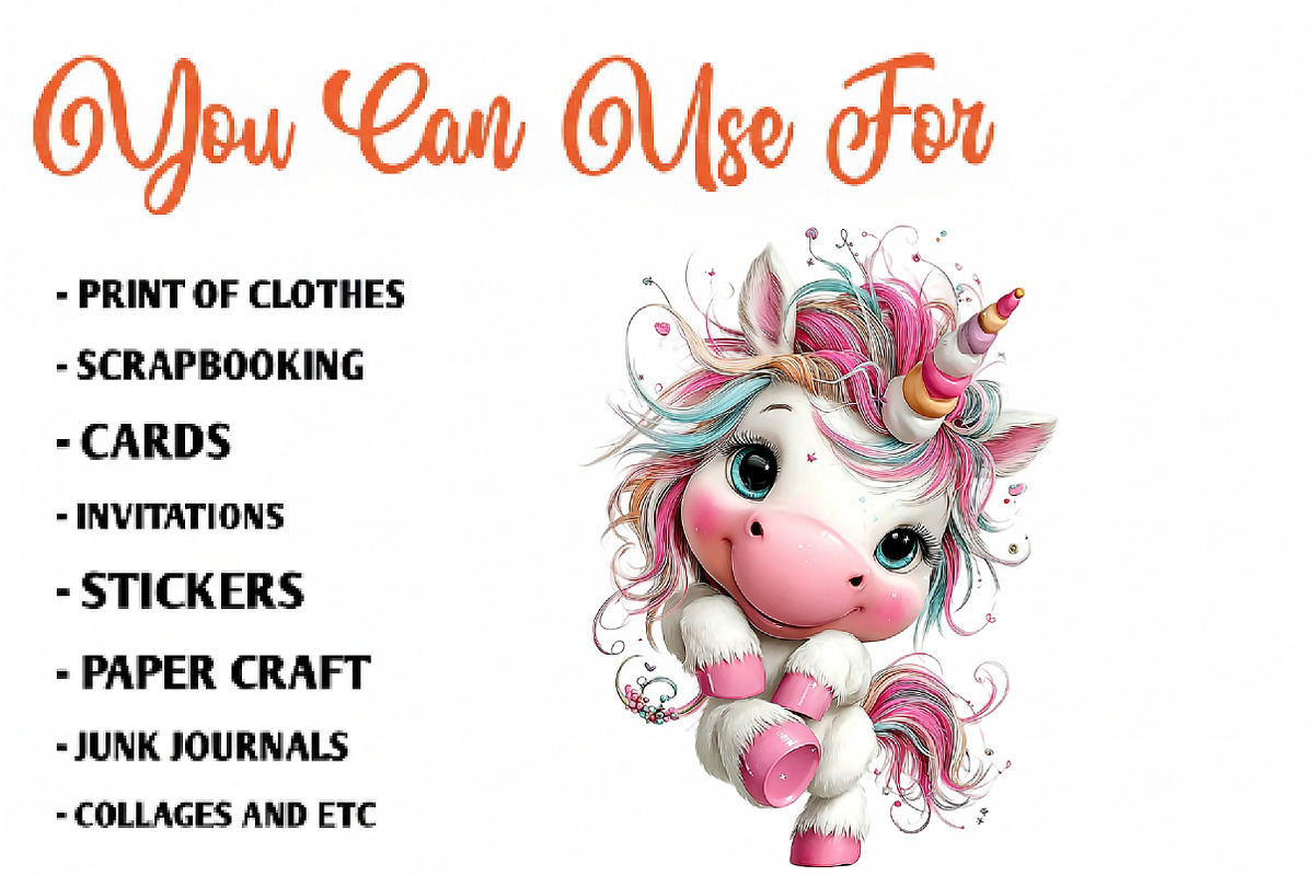Baby Unicorns Sublimation Clipart Bu, a Work Illustration by CreationArt (Photo 3 of 7)