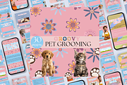 GROOVY PET GROOMING INSTAGRAM POSTS, a Social Media Template by Daring Digies (Thumbnail 1 of 7)