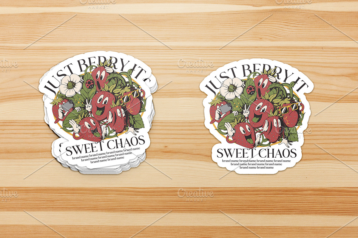 Funny strawberries in the garden, a Branding & Logo Template by Judsart (Photo 3 of 3)