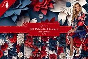 3D Patriotic Flower Seamless Pattern, a Texture Graphic by Creative Matrix82 (Thumbnail 1 of 4)