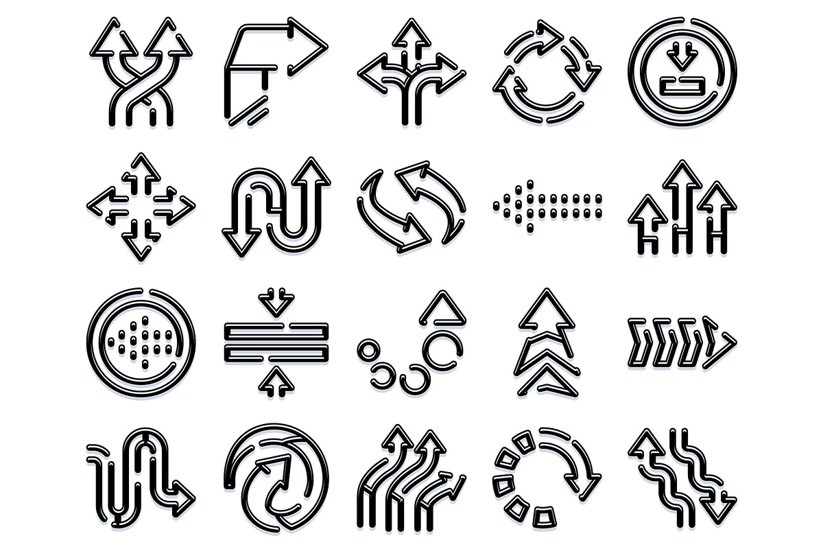 Black line arrow icons set for, an Object Graphic by pikepicture (Photo 2 of 3)
