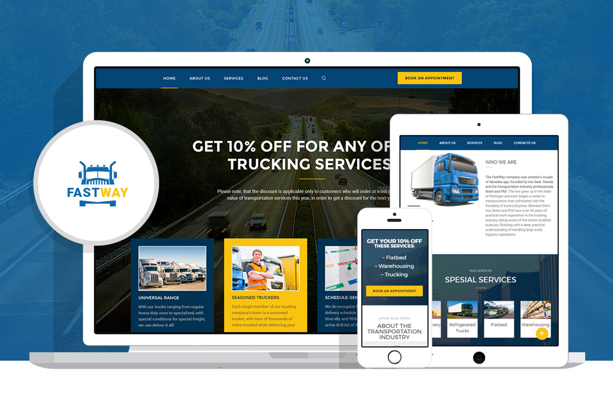 FastWay - Transportation Company, a WordPress Template by Zemez (Photo 1 of 6)