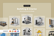 Building & Interior 3D Icon Pack, a Decorative Illustration by twinstd (Thumbnail 1 of 7)