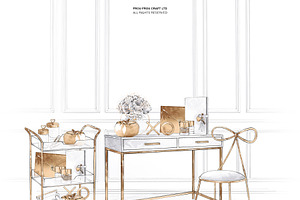 Gold Stationery Girl Boss Clipart