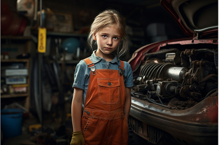 Ingenious Car mechanic child girl, a Person Photo by Ylivdesign