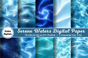 Serene Waters Digital Paper, an Illustration by HubbaDigitals