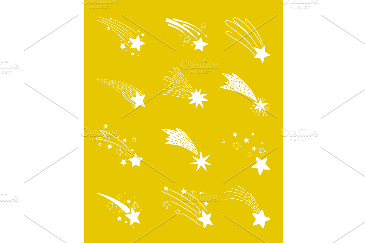 Different shooting white stars with, an Illustration by Stock-Smart-Start