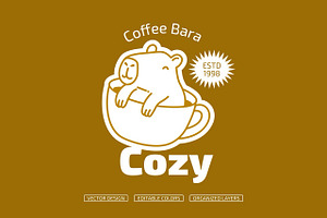Coffee Bara Mascot Set - 6 Capybara, a Branding & Logo Template by Claymoon Lab