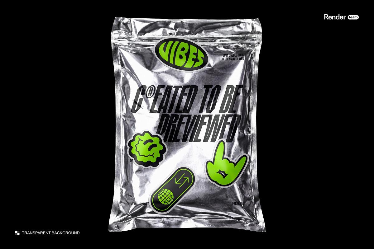 Metallic Foil Bag Mockup Set, a Packaging Mockup by Renderteam (Photo 19 of 22)