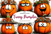 Funny Pumpkin Clipart PNG, a Seasonal Illustration by CreationArt (Thumbnail 1 of 7)
