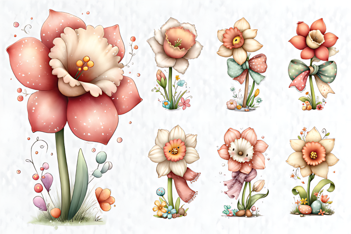 Whimsical Spring Daffodil Clipart, a Seasonal Illustration by HueNestify (Photo 2 of 3)