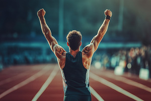 Athlete man crossing finish line, a Sports & Recreation Photo by MistyDay