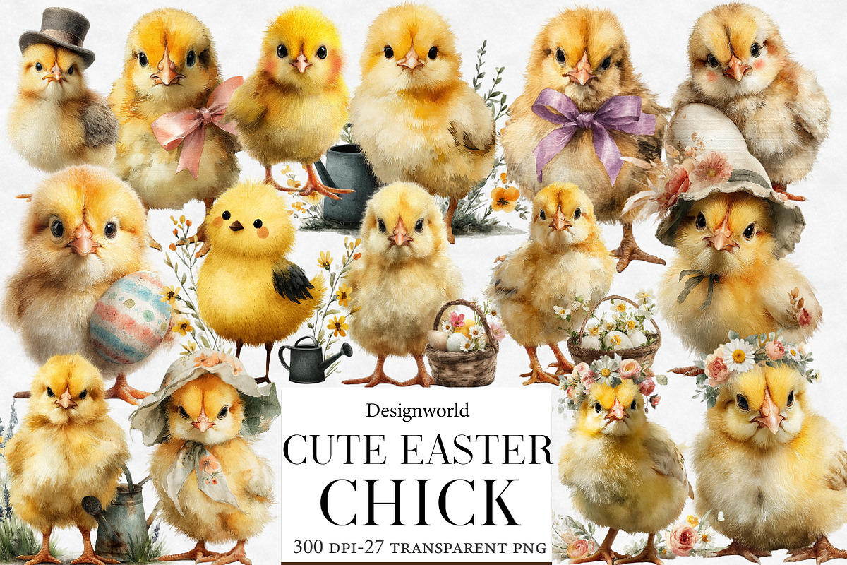 Cute Easter Chick Clipart, an Illustration by Designworld (Photo 1 of 6)