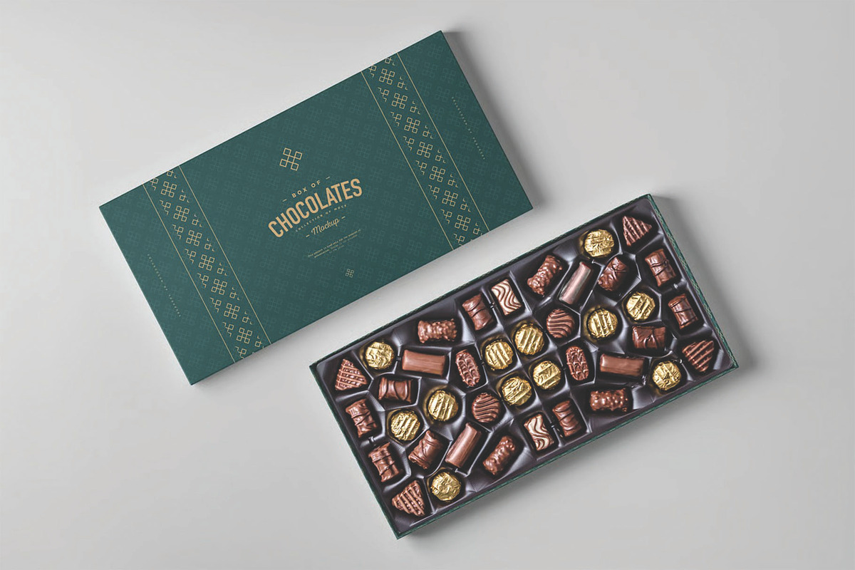 Box Of Chocolates Mockup, a Packaging Mockup by DesignRushMarket (Photo 2 of 8)