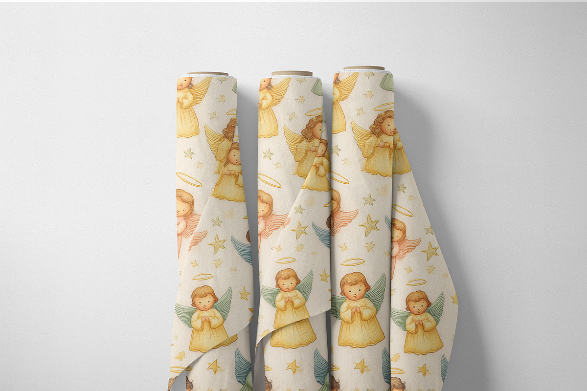 Seamless Angel Christmas Pattern, an Illustration by Pati Charm Studio (Photo 6 of 7)