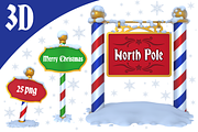 North Pole Sign - 3D, a Graphic by pixaroma (Thumbnail 1 of 5)