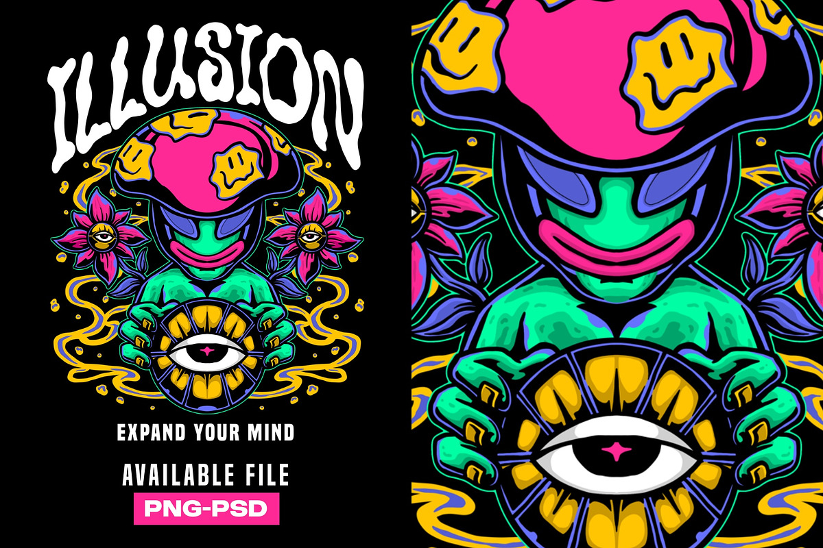 Psychedelic Alien Illustration, an Object Illustration by Pries Studio (Photo 3 of 3)
