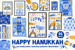 Hanukkah Cards, Patterns, Clipart, an Object Graphic by ArtFM